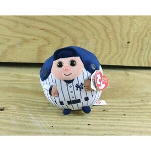 New Ty Beanie Plush Ballz New York Yankees Baseball Retired Blue White